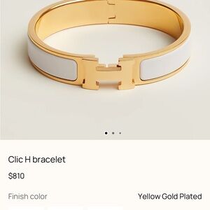 Clic H Enamel Bracelet in White and Yellow Gold